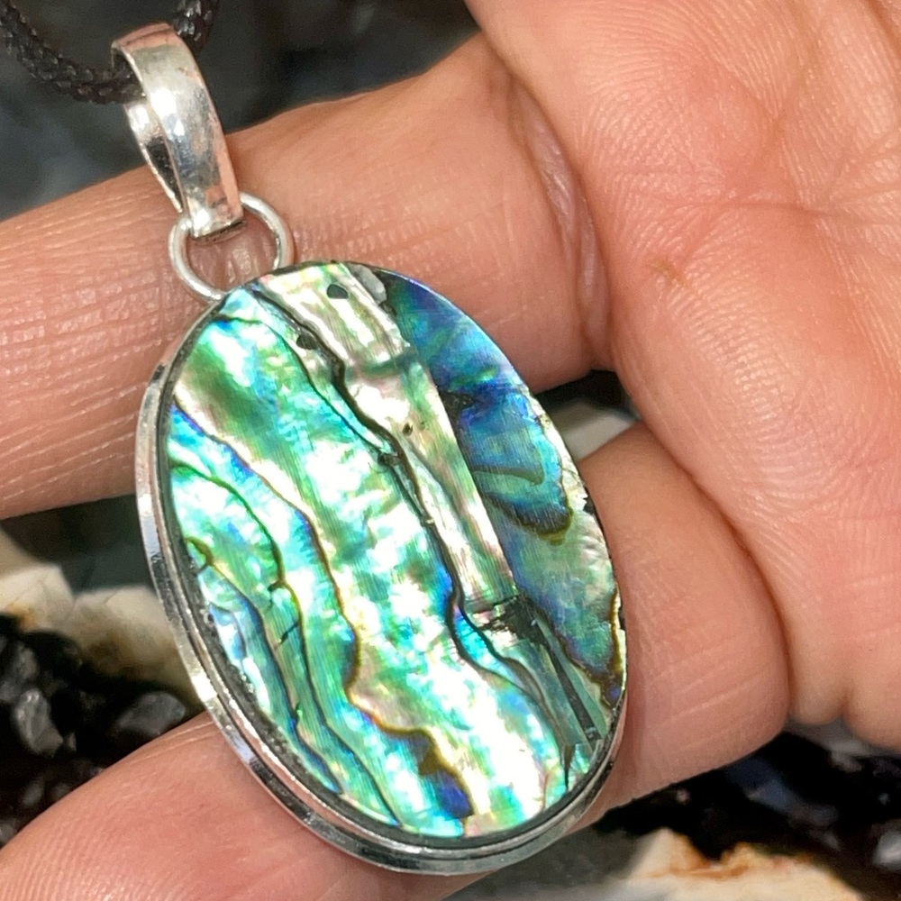 Iridescent Abalone Shell Pendant 1 7/8” - Picture 3 of 17